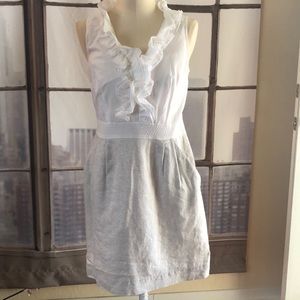 White and light gold dress